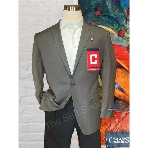 New Chaps Performance 44R Light Brown Nealhead Blazer Jacket Stretch Comfort - Picture 1 of 14